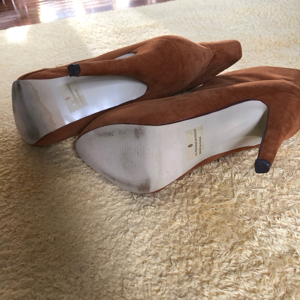 Brown Suede Studded  Platform Ankle High Heel Boots Size 8 - Picture 12 of 16